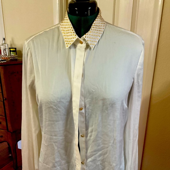 NYC XL cream button down blouse - Picture 1 of 4